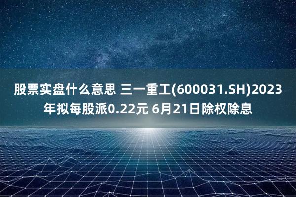 股票实盘什么意思 三一重工(600031.SH)2023年拟每股派0.22元 6月21日除权除息