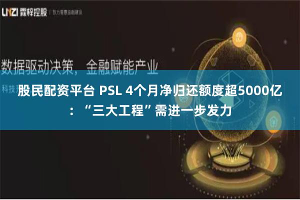 股民配资平台 PSL 4个月净归还额度超5000亿：“三大工程”需进一步发力